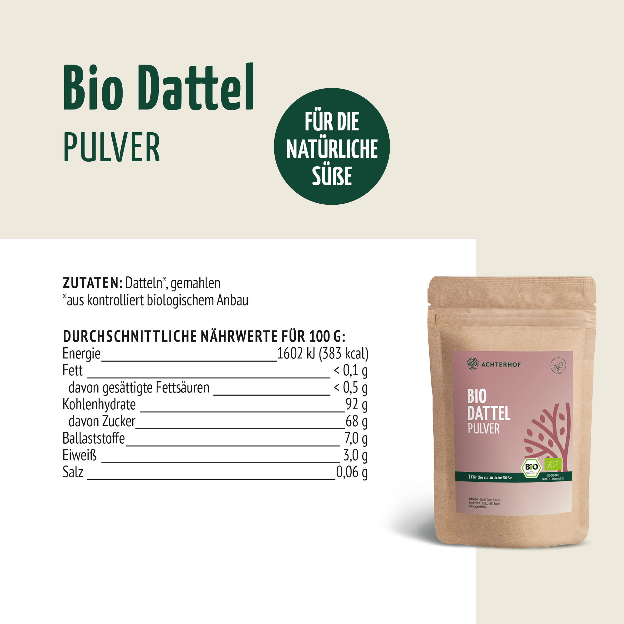 Bio Dattel Pulver (250g)