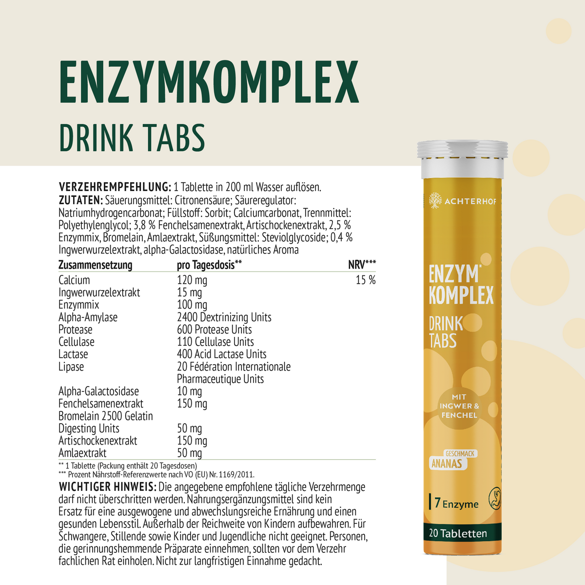 Enzymkomplex Drink Tabs (20 Brausetabletten)