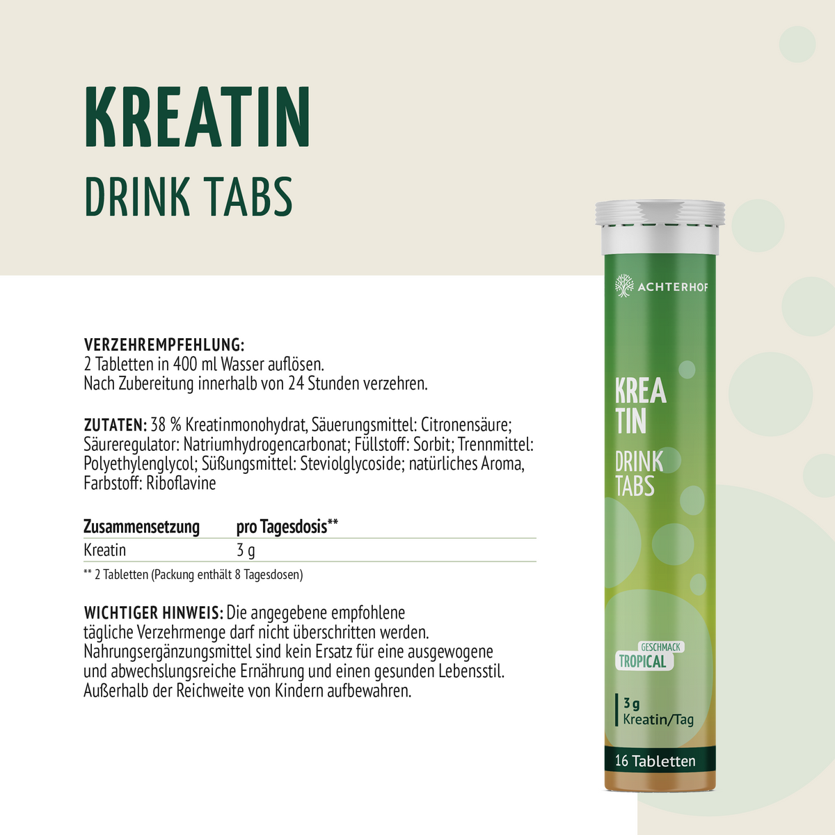Kreatin Drink Tabs (16 Brausetabletten)