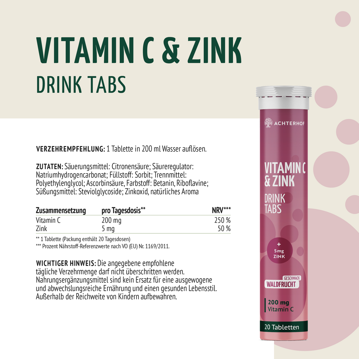 Vitamin C & Zink Drink Tabs (20 Brausetabletten)
