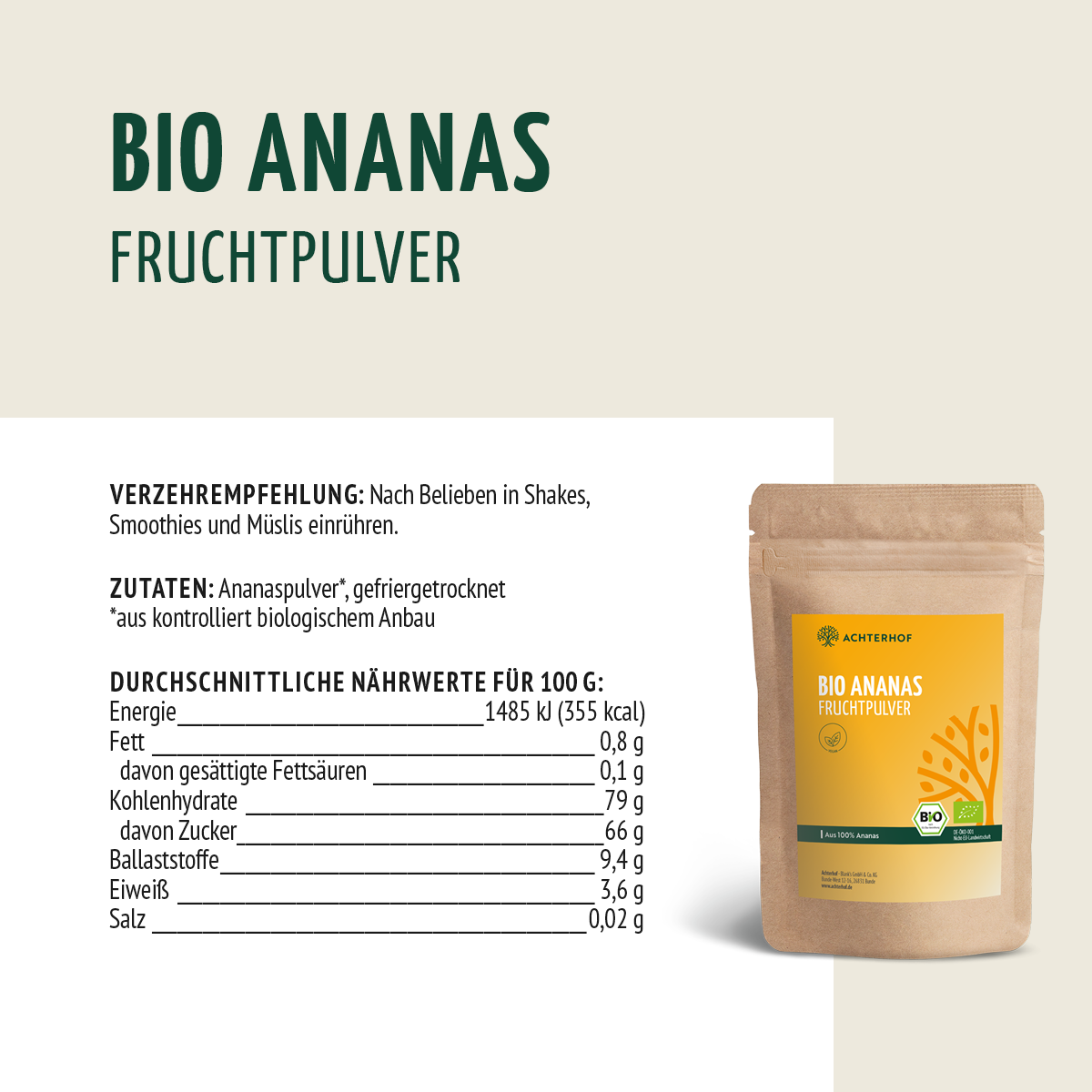 Bio Ananas Fruchtpulver (100g)