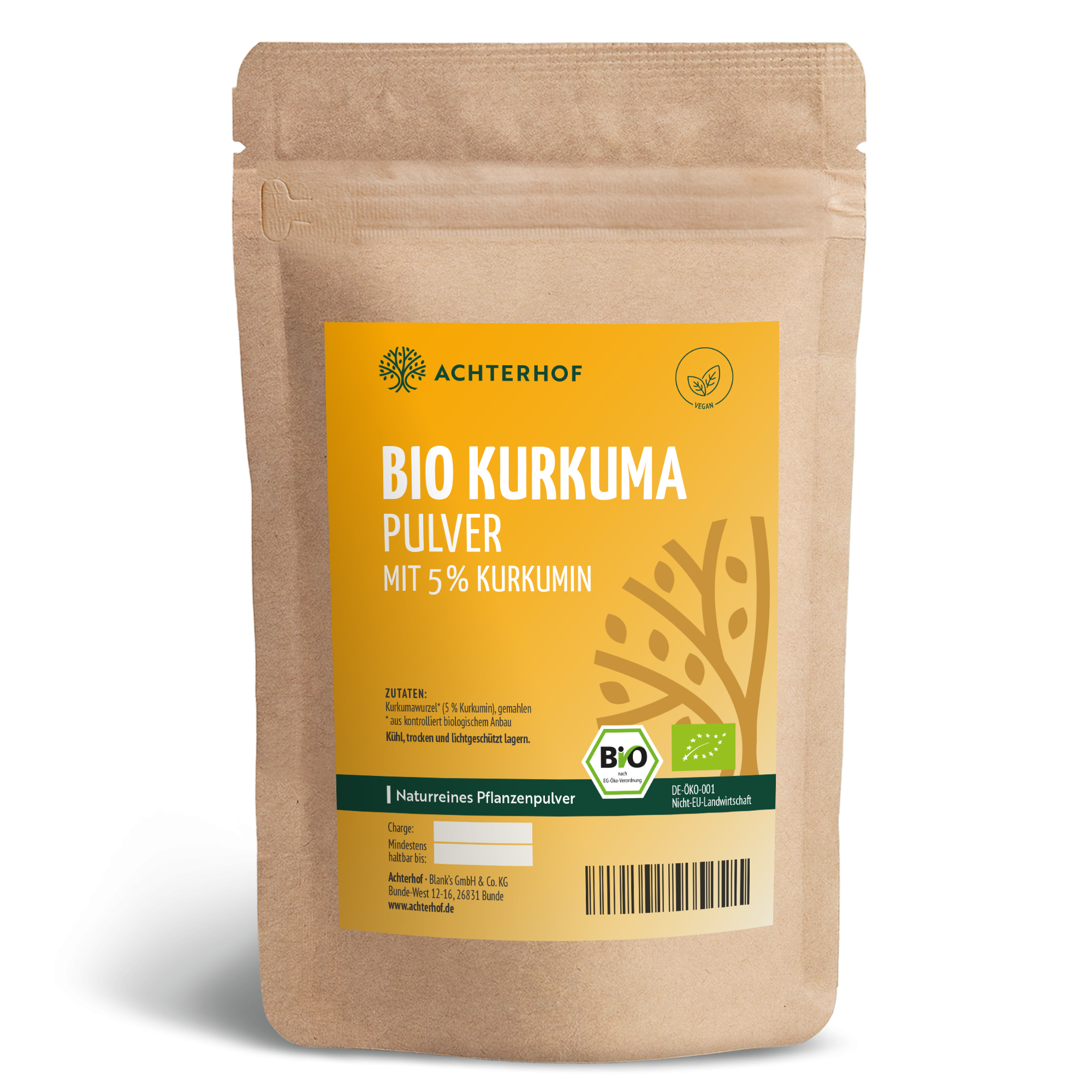 Bio Kurkuma Pulver 5% Curcumin (500g)