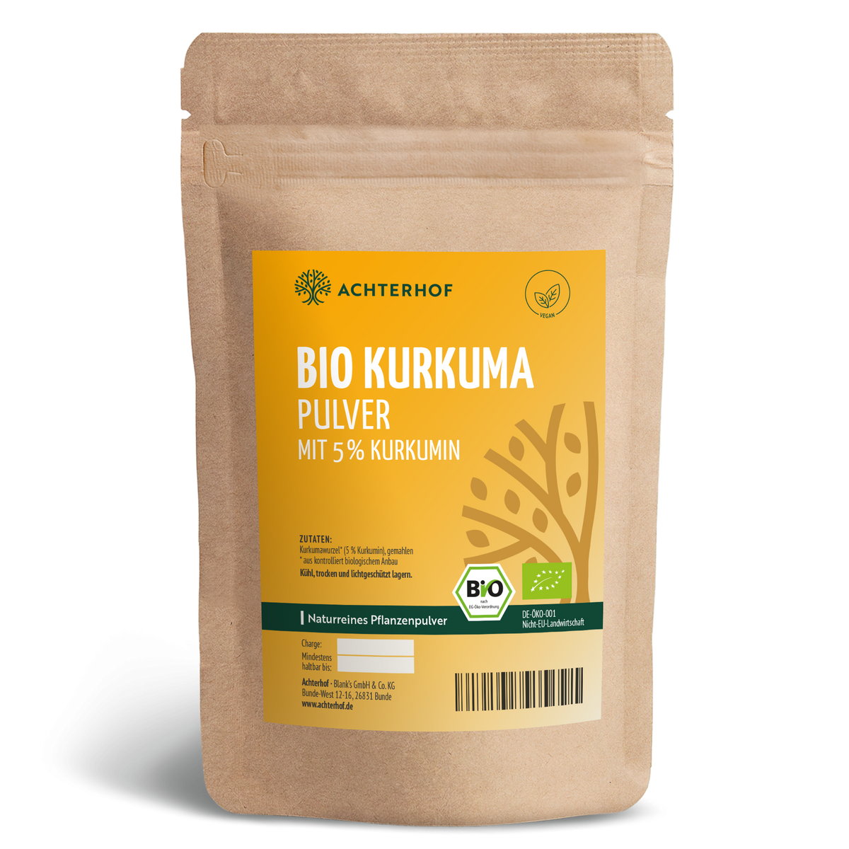 Bio Kurkuma Pulver 5% Curcumin (250g)