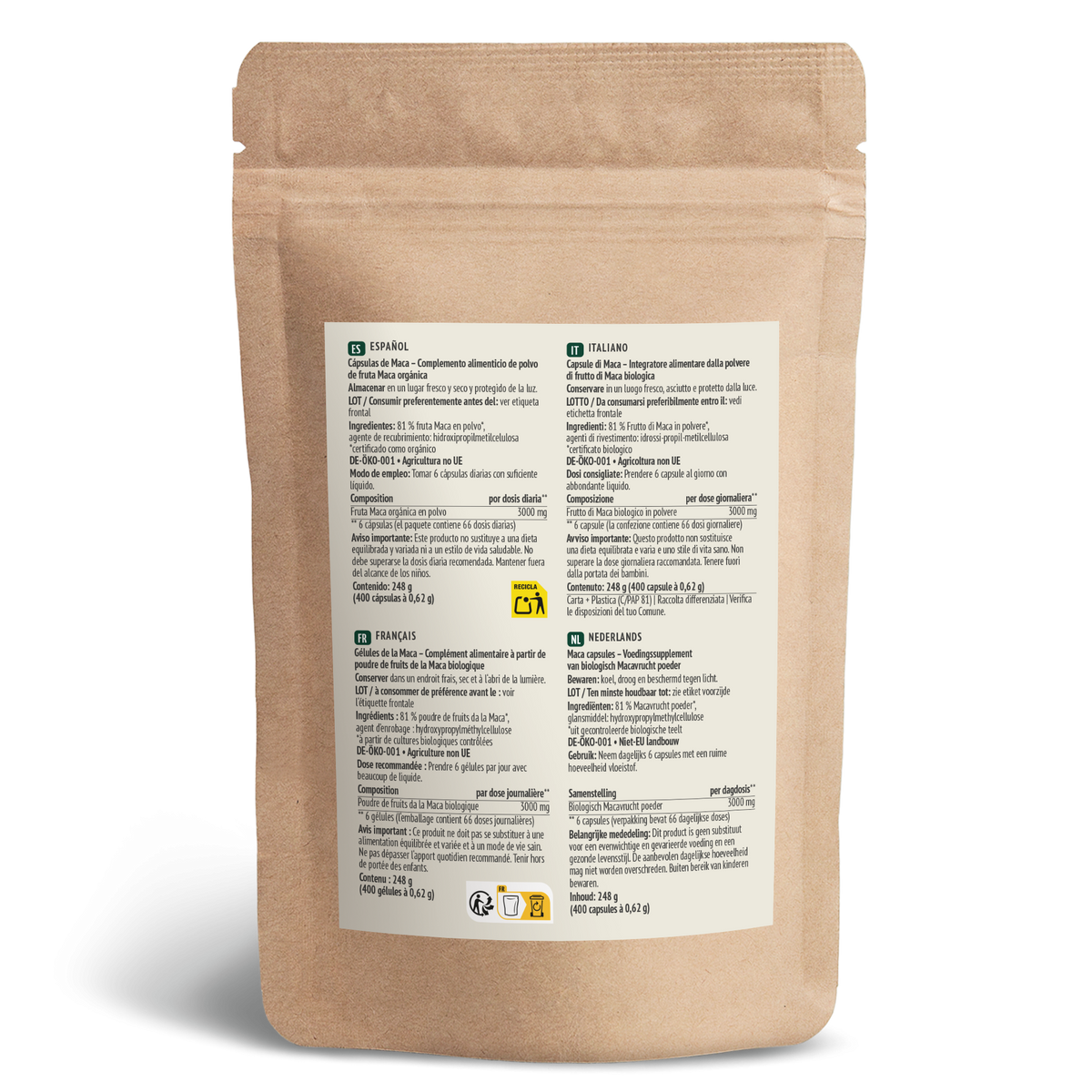 Bio Maca Kapseln Nachfüllpack (400 Kapseln)