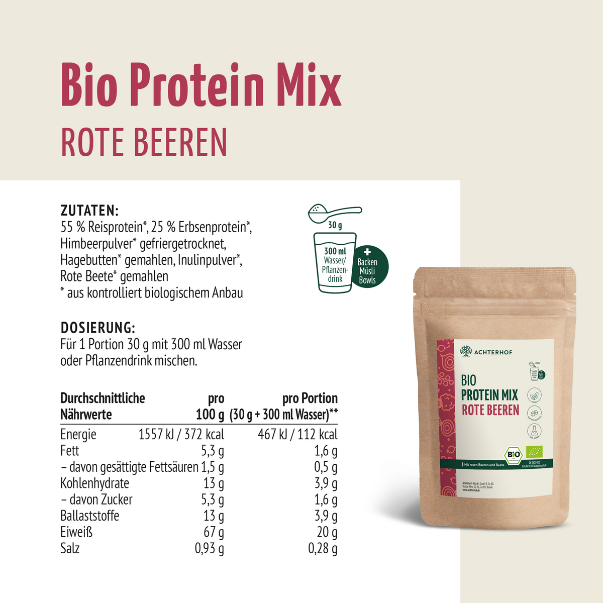 Bio Protein Mix rote Beeren (500g)