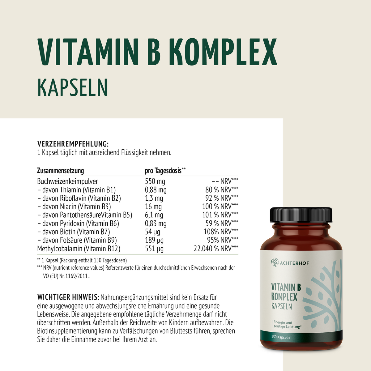 Vitamin B Komplex (150 Kapseln)