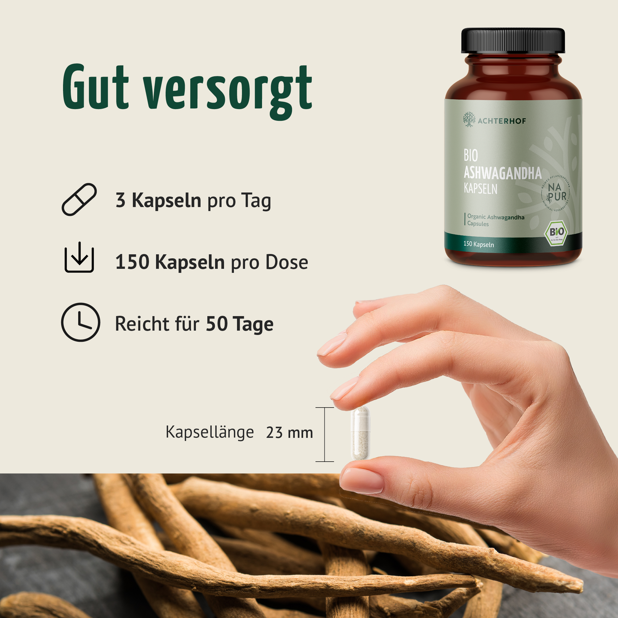 Bio Ashwagandha Kapseln (150 Kapseln)