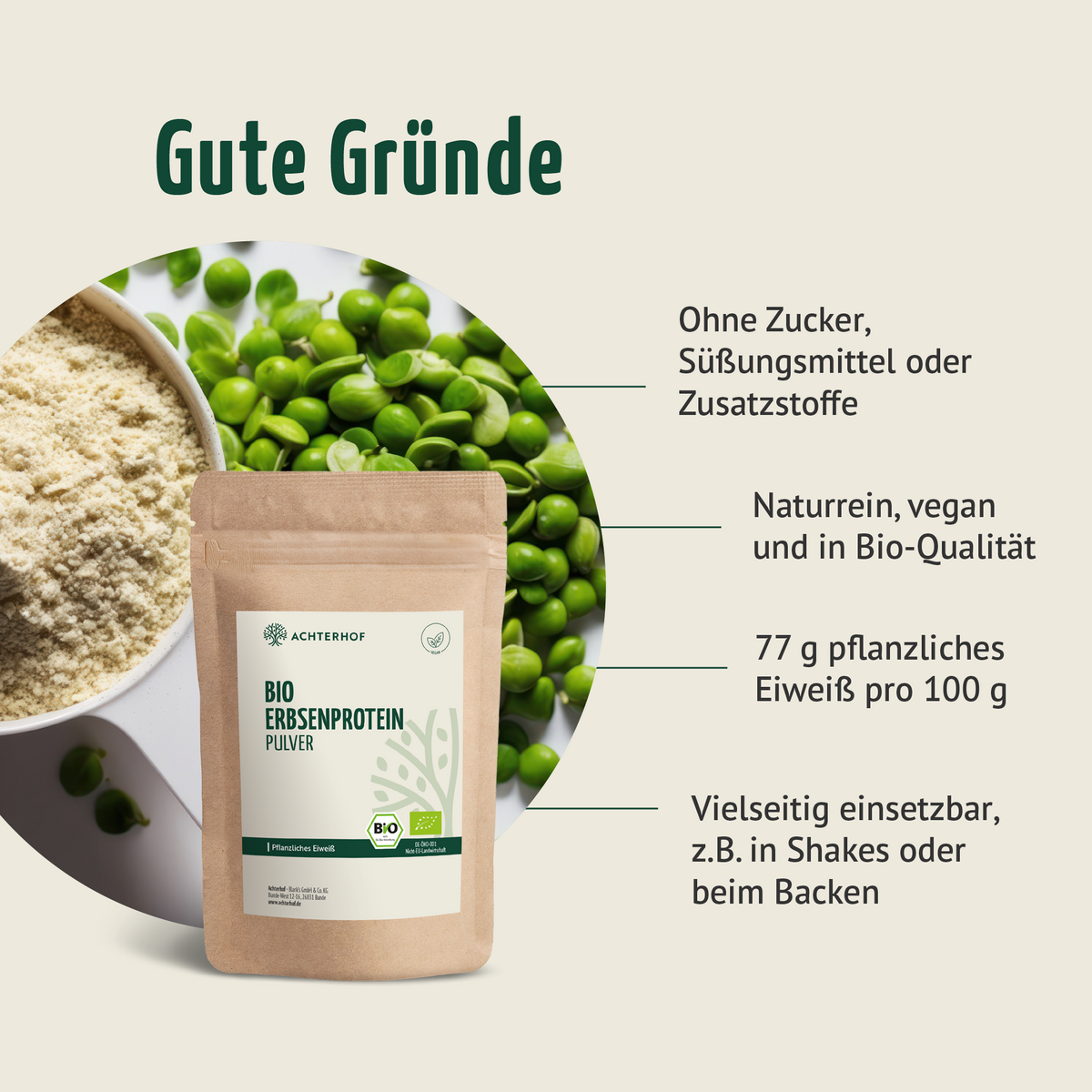Bio Erbsenprotein Pulver (500g)
