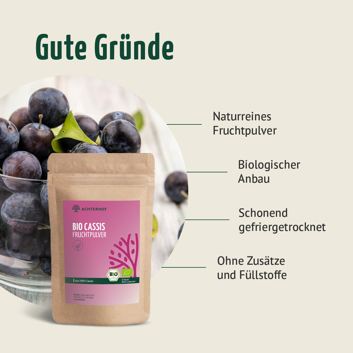 Bio Cassis Fruchtpulver (250g)
