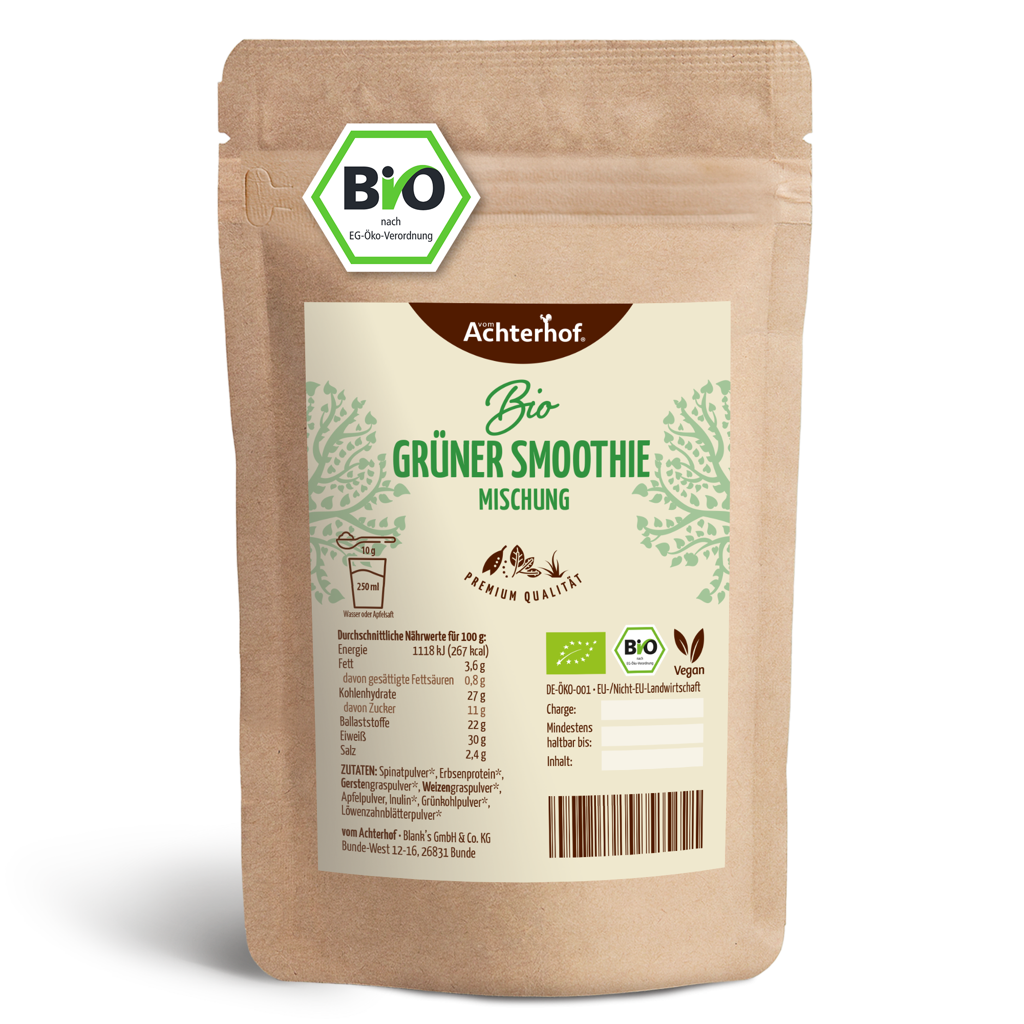 Grüner Smoothie Mischung Bio (500g)