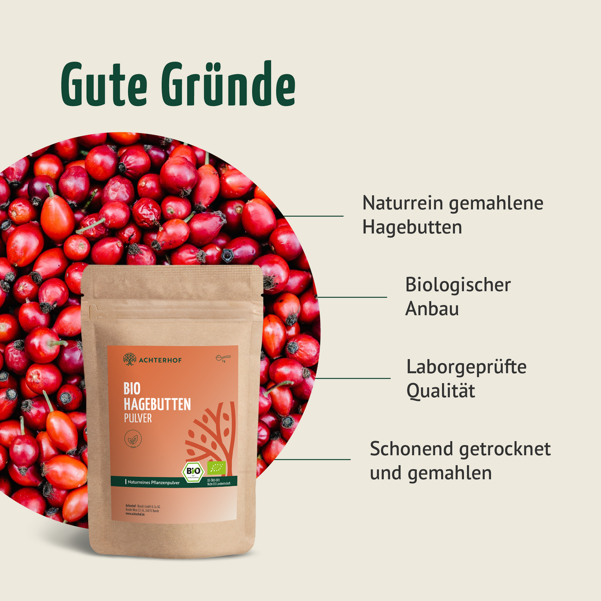 Bio Hagebutten Pulver (1000g)