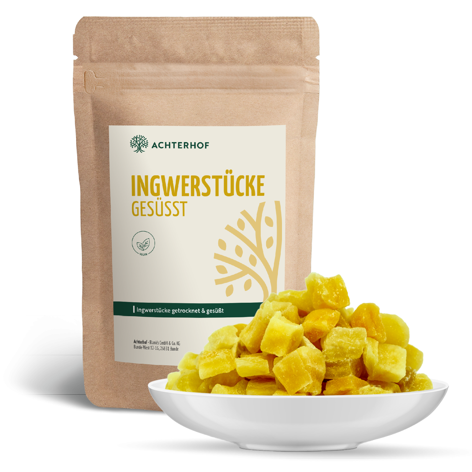 Ingwerstücke getrocknet & gesüßt (500g)