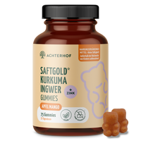 Saftgold Kurkuma Ingwer Gummies Apfel Mango + Zink (75 Stück)