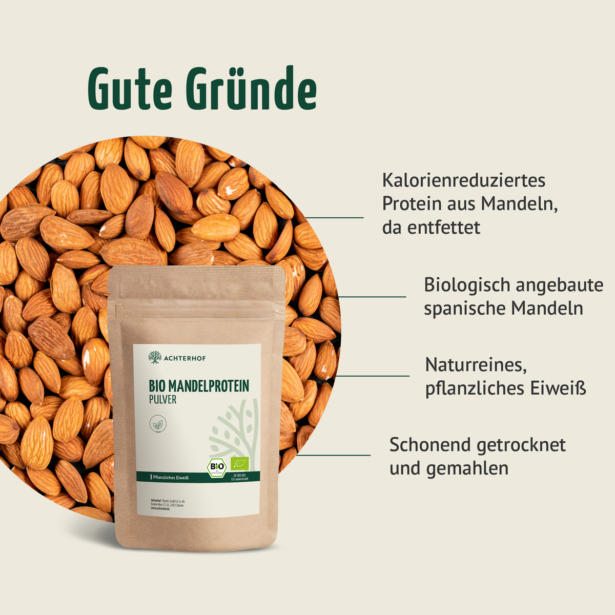 Bio Mandelprotein Pulver (500g)