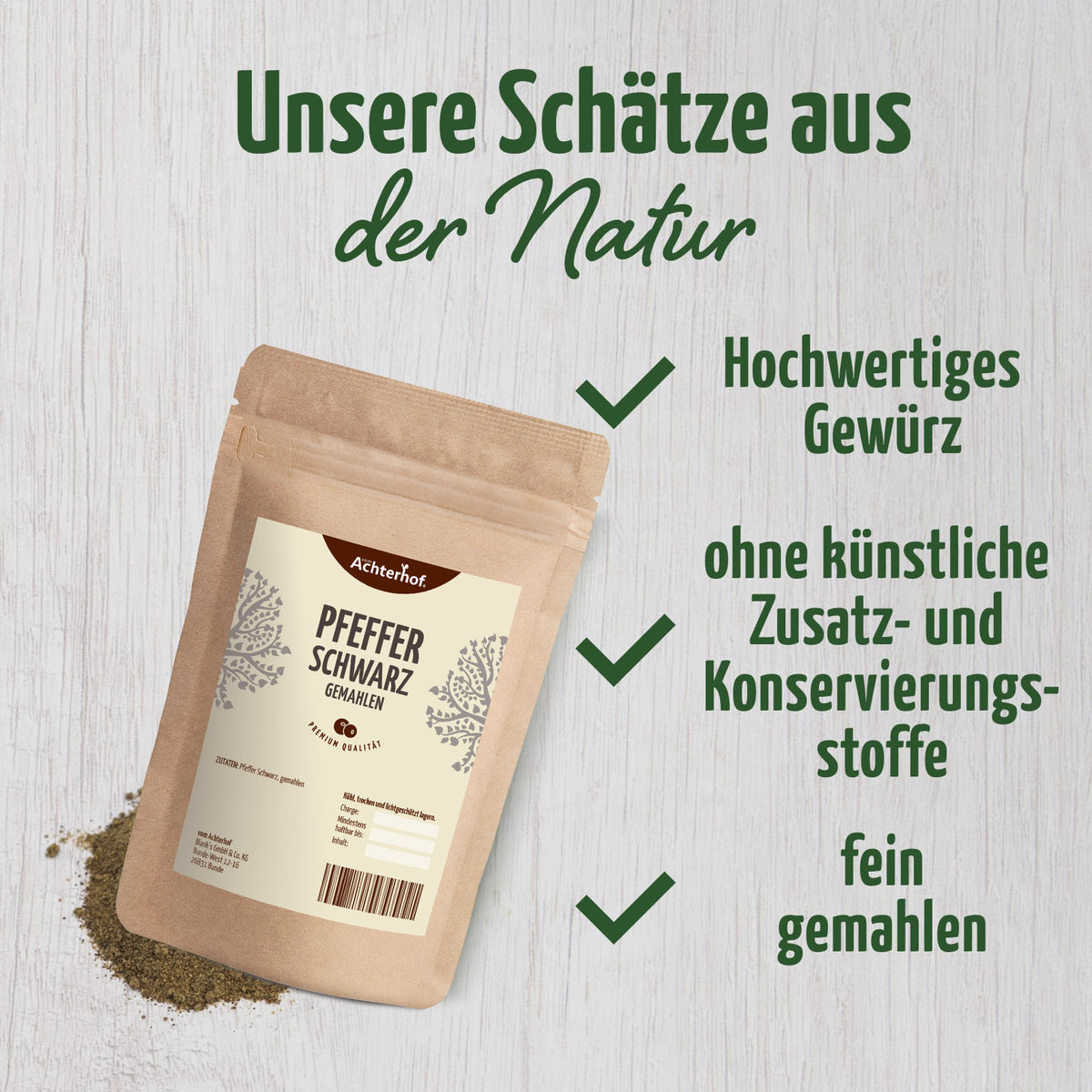 Pfeffer schwarz gemahlen (500g)