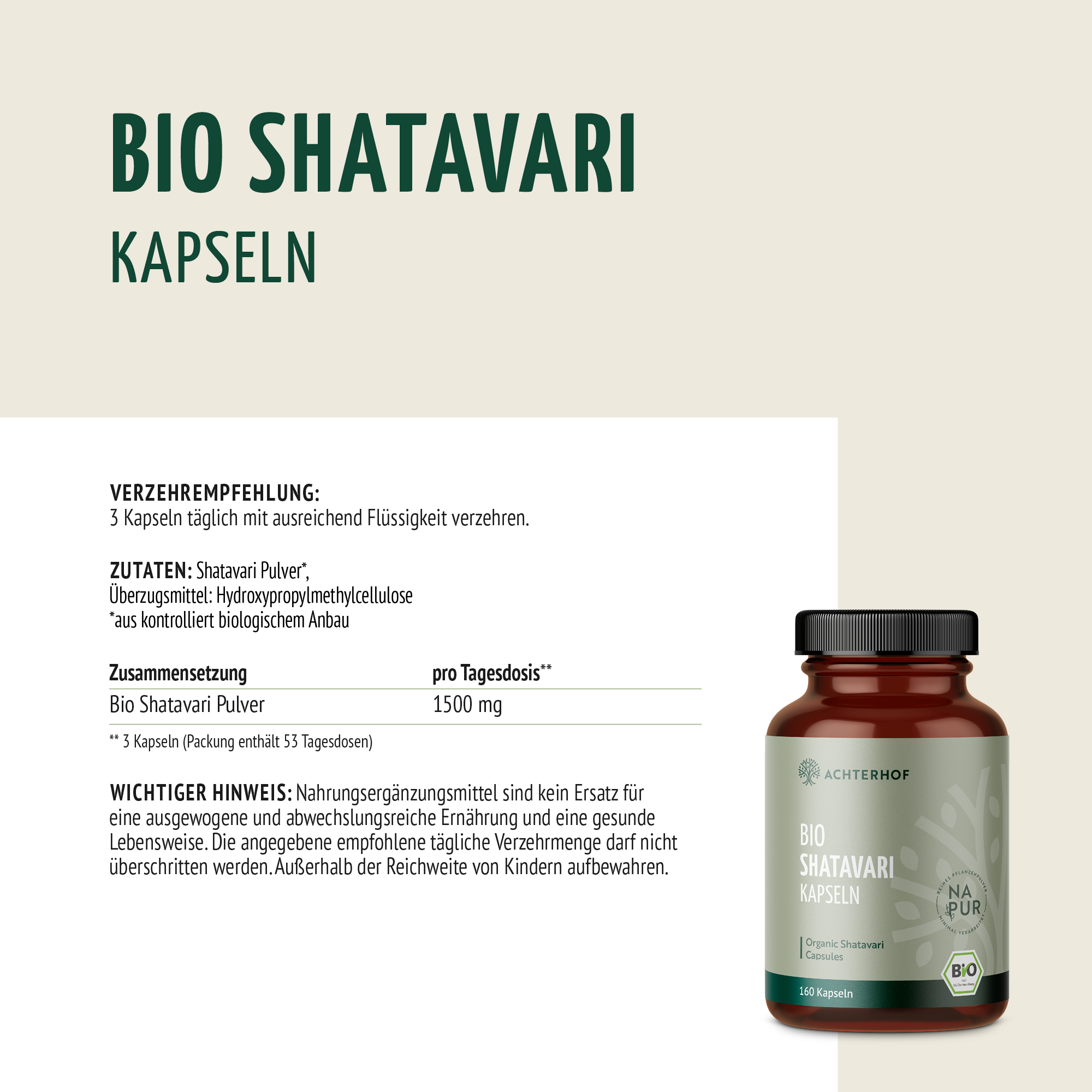 Bio Shatavari Kapseln (160 Kapseln)