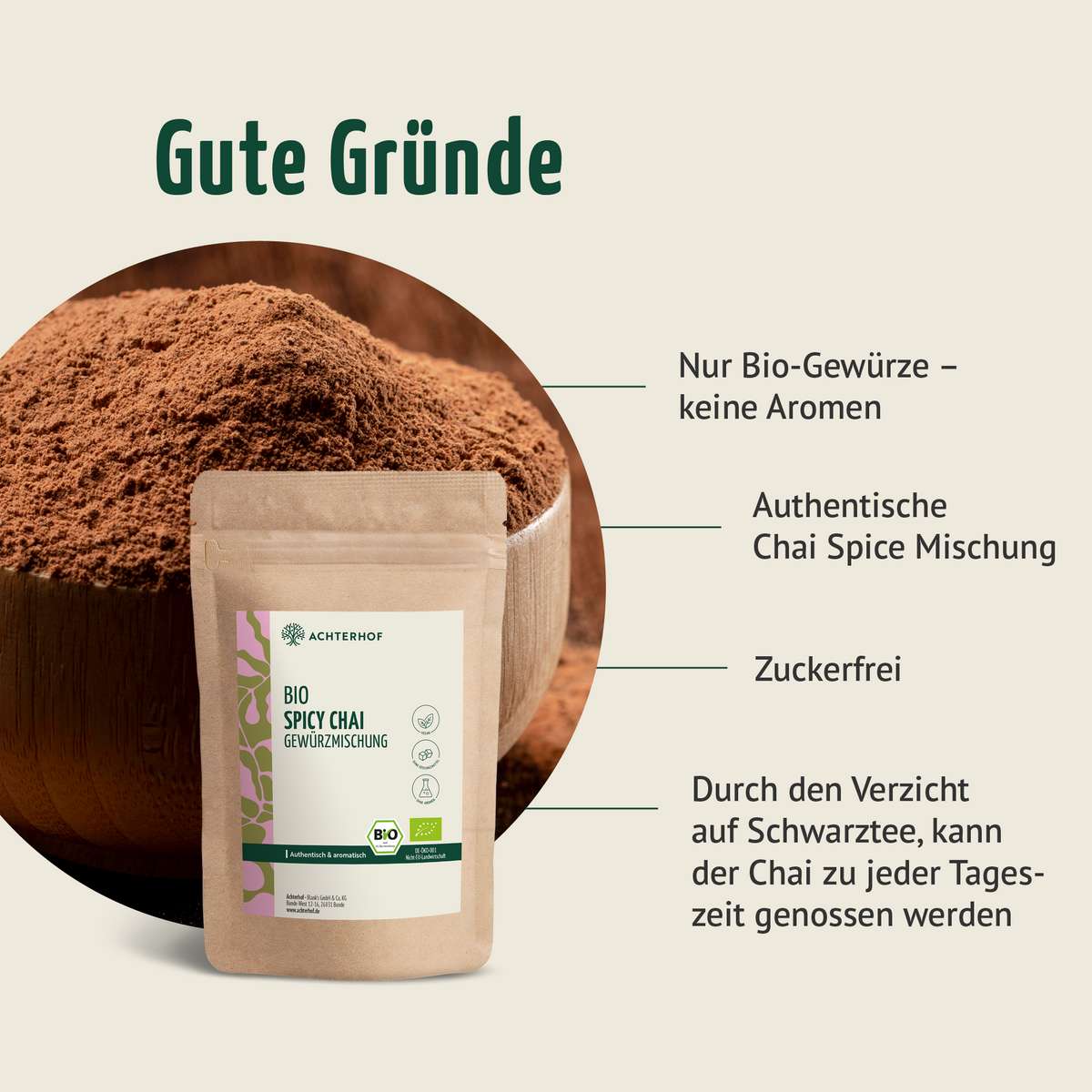 Bio Spicy Chai Gewürzmischung – zuckerfrei (500g)